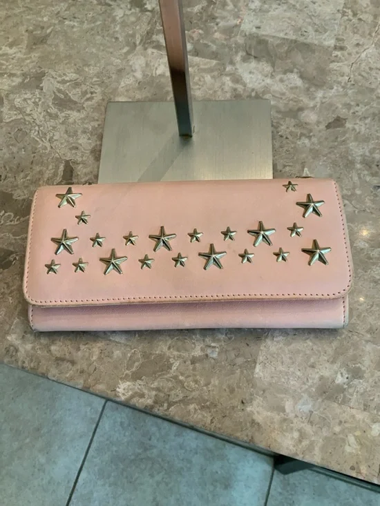 Jimmy Choo Blush Pink Star-Studded Leather wallet - Picture 7 of 16
